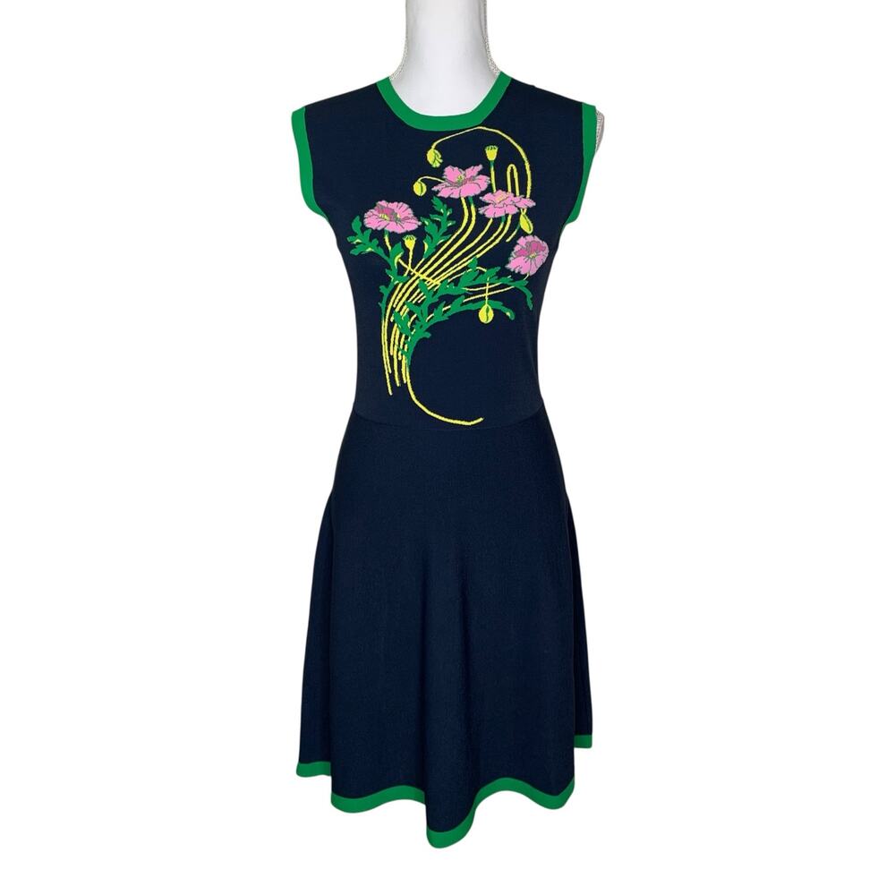 Christopher Kane Floral Graphic Knit Fit & Flare Dress Size S Made in Italy